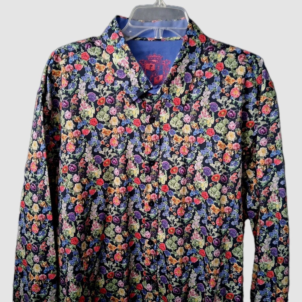 Eight X Shirt Men's Large ( Measured ) Allover Floral Long Sleeve Button Down